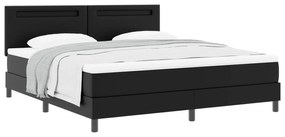 vidaXL Κρεβάτι Box Spring με Στρώμα Μαύρο, Σούπερ Κινγκ, Συνθετικό Δέρμα