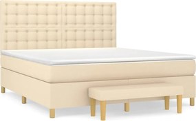 vidaXL Κρεβάτι Boxspring με Στρώμα Κρεμ 160x200 εκ. Υφασμάτινο