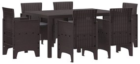 Σέτ φαγητού για κήπο 7 pcs Καφέ Rattan Polt