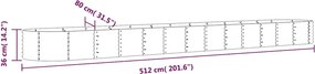 vidaXL Ζαρντινιέρα Ανθρακί 512x80x36 εκ Γαλβανισμένος χάλυβας