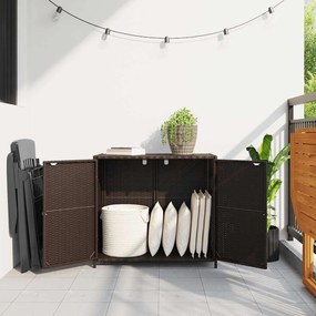 vidaXL Ντουλάπι Αποθήκευσης Κήπου Καφέ 83x45x76 εκ. Συνθετικό Ρατάν