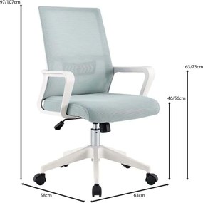 BF2965 Πολυθρόνα Γραφείου Ύφασμα Γκρι-Μπλε Mesh, Βάση PP Άσπρο   1τμχ