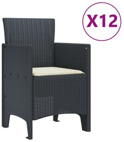 vidaXL Σετ Φαγητού Κήπου 13 Τεμαχίων με Μαξιλάρια Ανθρακί Πολυρατάν