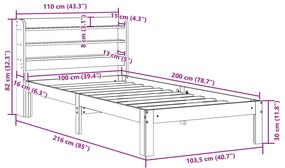 ΠΛΑΙΣΙΟ ΚΡΕΒΑΤΙΟΥ ΜΕ ΚΕΦΑΛΑΡΙ ΛΕΥΚΟ 100X200ΕΚ ΜΑΣΙΦ ΞΥΛΟ ΠΕΥΚΟΥ 3306785