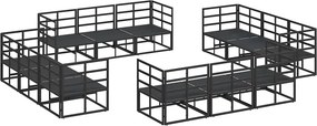 vidaXL Σετ Καναπέ Κήπου 12 pcs Μαύρο Μέταλλο