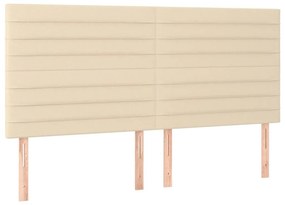 Κρεβάτι Boxspring με Στρώμα Κρεμ 180x200 εκ. Υφασμάτινο - Κρεμ