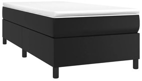 vidaXL Κρεβάτι Boxspring με Στρώμα Μαύρο 80 x 200 εκ. Συνθετικό Δέρμα