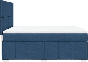 vidaXL Κρεβάτι Boxspring με Στρώμα Μπλε 160x200 εκ. Υφασμάτινο