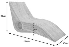 Πολυθρόνα-Ξαπλώστρα Kyrilete rattan pe σε φυσική απόχρωση 67x150x90εκ