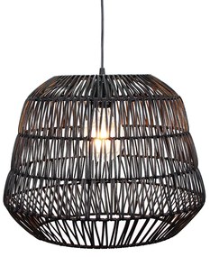 PHUCKET ΦΩΤΙΣΤΙΚΟ ΟΡΟΦΗΣ ΜΕΤΑΛΛΟ RATTAN ΜΑΥΡΟ 40x40xH32cm - 029796