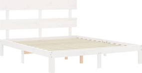 vidaXL Σκελετός Κρεβ. Χωρίς Στρώμα Λευκό 160x200 εκ Μασίφ Πεύκο