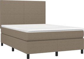 vidaXL Κρεβάτι Boxspring με Στρώμα &amp; LED Taupe 140x200 εκ. Υφασμάτινο