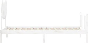 vidaXL Πλαίσιο Κρεβατιού με Κεφαλάρι Λευκό Μασίφ Ξύλο Single
