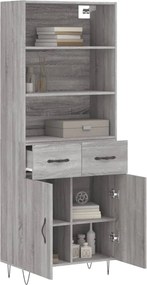 vidaXL Ντουλάπι Γκρι Sonoma 69,5 x 34 x 180 εκ. Επεξεργασμένο Ξύλο