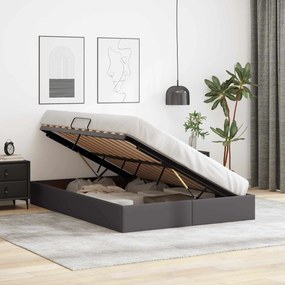 vidaXL Κρεβάτι Οθωμανικού Τύπου Γκρι 140 x 200 cm Τεχνητό Δέρμα