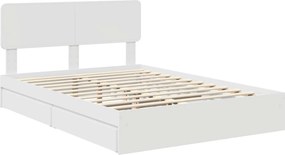 vidaXL Κρεβάτι Αποθήκης Λευκό 140 x 190 cm Επεξεργασμένο ξύλο