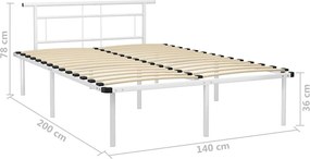 vidaXL Πλαίσιο Κρεβατιού Λευκό 140 x 200 εκ. Μεταλλικό