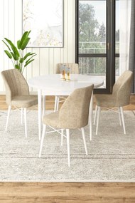 Dining Table &amp; Chairs Set (5 Pieces) Rox - White, Cream White
Cream