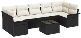 vidaXL Σετ Καναπέ 8 Τεμαχίων με Μαξιλάρια Μαύρο Πολυ Ράταν