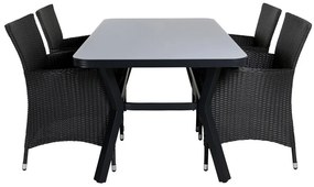 Σετ Τραπέζι και καρέκλες Dallas 3594, Spraystone, Μέταλλο, Πλαστικό ψάθινο | Epipla1.gr