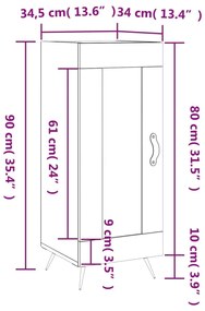 Ντουλάπι Γκρι Sonoma 34,5x34x90 εκ. από Επεξεργασμένο Ξύλο - Γκρι