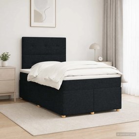 vidaXL Κρεβάτι box spring με στρώμα Μαύρο 120 x 190 cm Ύφασμα