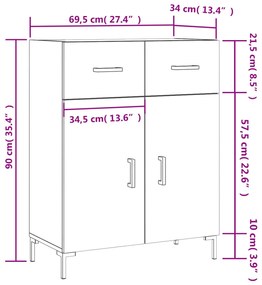 Ντουλάπι Sonoma Δρυς 69,5 x 34 x 90 εκ. από Επεξεργασμένο Ξύλο - Καφέ