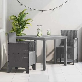 vidaXL Σέτ φαγητού για κήπο 3 pcs Ανοιχτό γκρι Rattan Polt