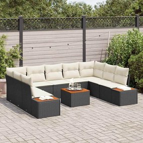 vidaXL Σετ Καναπέ Κήπου με μαξιλάρι 10 pcs Μαύρο Πολυ ράταν