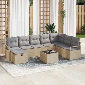 vidaXL Σετ Καναπέ Κήπου 8 pcs Μπεζ Πολυ ράταν