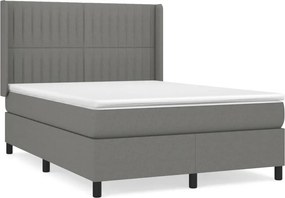 vidaXL Κρεβάτι Boxspring με Στρώμα Σκούρο Γκρι 140x200 εκ Υφασμάτινο
