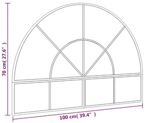 vidaXL Καθρέφτης Τοίχου Αψίδα Μαύρος 100x70 εκ. από Σίδερο
