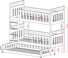 OLIWIA 80x180 grey bunk bed Lano Furniture