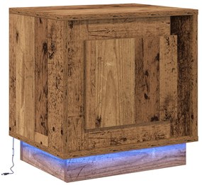 vidaXL κομοδίνο  με LED φώτα παλαιού ξύλου 44x34,5x45 εκ.