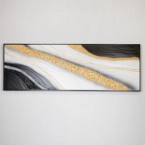 Πίνακας Σε Καμβά Με Πλαίσιο 755-12042 52x152x4.5cm Black-White-Gold Estheti Home Κάθετοι Wood, Canvas