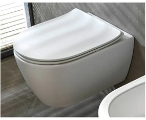 Scarabeo Moon Clean Flush White Matt 552000SC-301 Λεκάνη Κρεμαστή Rimless 50,5cm με κάλυμμα βακελίτη Slim Soft Close αποσπώμενο