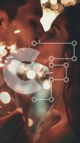 Intra Συλλεκτικό Ξύλινο Παζλ Plywood 4mm - Ρομαντικό ζευγάρι που φιλιέται με βεγγαλικά Σε Ξύλινο Κουτί - Διαστάσεις Puzzle: 10x10 cm – 25 κομμάτια