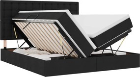 vidaXL Κρεβάτι Αποθήκης με στρώμα Μαύρο 200 x 200 cm Τεχνητό Δέρμα