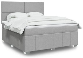 Κρεβάτι Boxspring με Στρώμα Ανοιχτό Γκρι 180x200 εκ. Υφασμάτινο