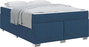 vidaXL Σκελετός Κρεβατιού με στρώμα Μπλε 160 x 200 cm ύφασμα