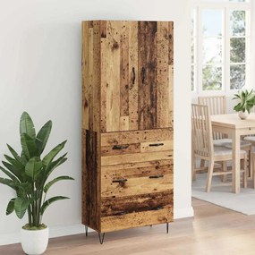 vidaXL Highboard με συρτάρι 2 pcs Παλιό ξύλο Μηχανική ξυλεία και γυαλί