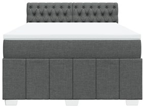 Κρεβάτι Boxspring με Στρώμα Σκούρο Γκρι 140x190 εκ. Υφασμάτινο - Γκρι