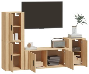 vidaXL Σετ Επίπλων Τηλεόρασης 4 Τεμαχίων Sonoma Δρυς Επεξ. Ξύλο