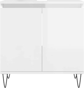 vidaXL Ντουλάπι Μπάνιου Γυαλ. Λευκό 58 x 33 x 60 εκ. από Επεξεργ. Ξύλο