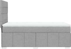 vidaXL Κρεβάτι Boxspring με Στρώμα Ανοιχτό Γκρι 90x190 εκ. Υφασμάτινο