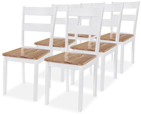 Καρέκλες Τραπεζαρίας 6 τεμ. Λευκές Μασίφ Ξύλο Καουτσουκόδεντρου