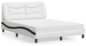 Κρεβάτι με Στρώμα Hvar Λευκό και Μαύρο 120 x 200 εκ. Συνθετικό Δέρμα