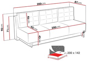 Καναπές κρεβάτι Columbus 140, Αριθμός θέσεων: 4, Αποθηκευτικός χώρος, Ανοιχτό γκρι, 90x200x87cm, 75 kg, Πόδια: Ξύλο, Ξύλο: Πεύκο | Epipla1.gr