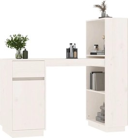 vidaXL Γραφείο Λευκό 110 x 53 x 117 εκ. από Μασίφ Ξύλο Πεύκου