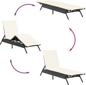 vidaXL Ξαπλώστρα Μαύρη από Συνθετικό Ρατάν με Μαξιλάρι